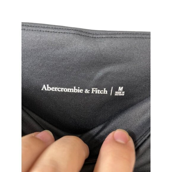 Abercrombie and Fitch High Rise Metallic Sheen black Bike Shorts M biker - Picture 2 of 3